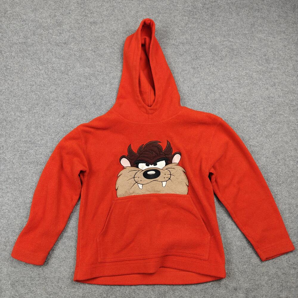 Warner Bros Studio Store Hoodie Kids Large Orange Pullover Taz Embroidered